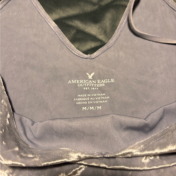AEO Light Silver Crushed Velvet Tank, Size Medium - Picture 3 of 9